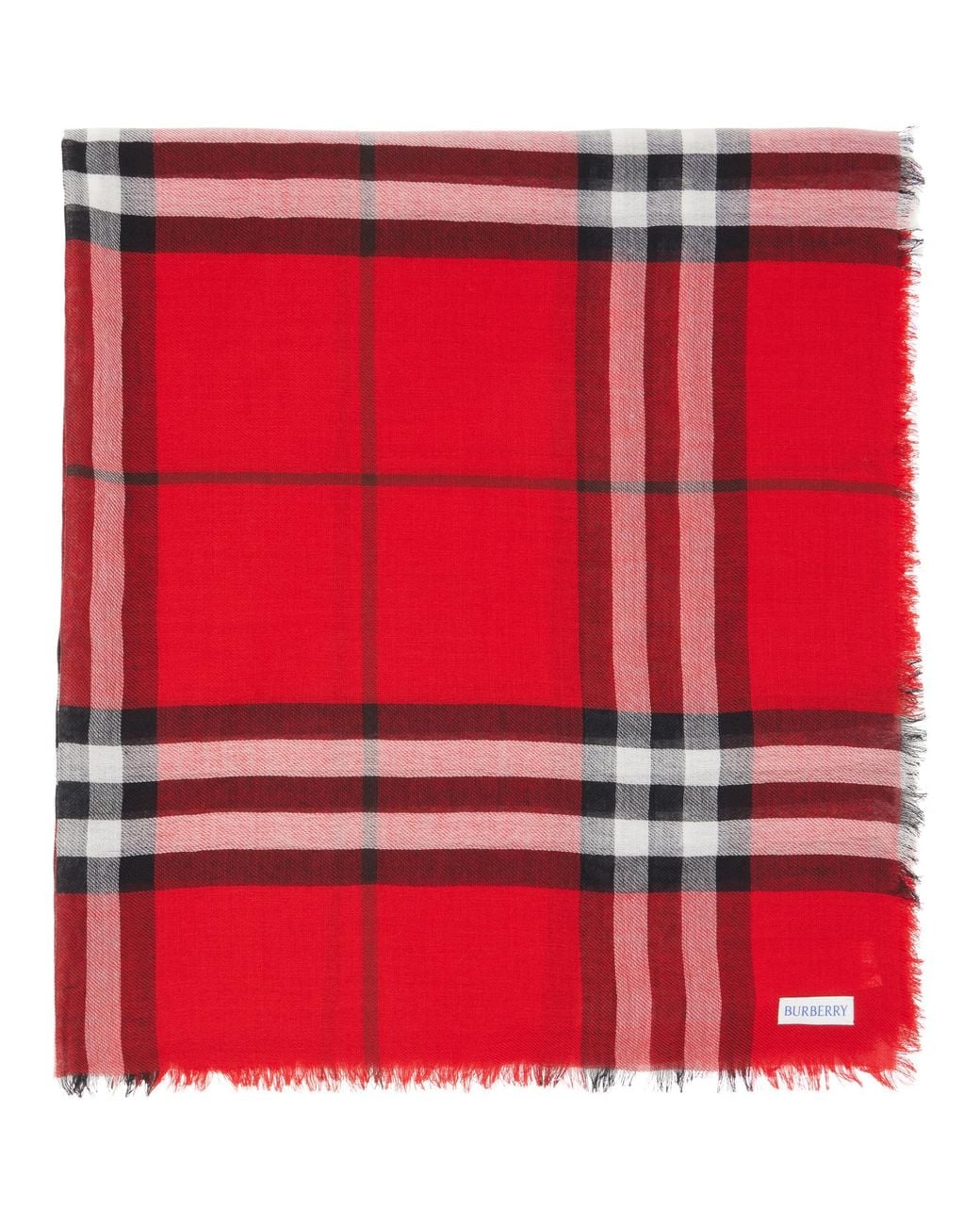 Burberry Red Wide Check Wool Scarf