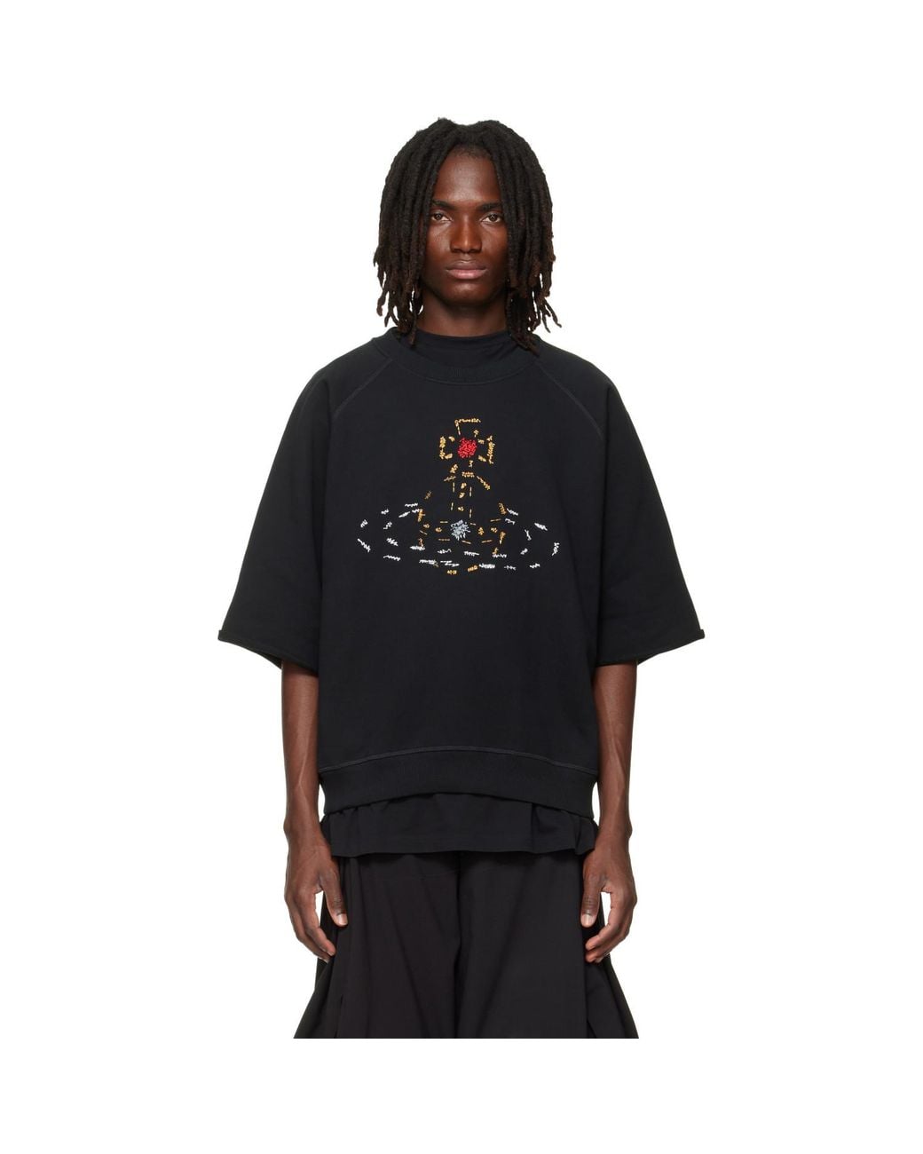 Vivienne Westwood Black Short Sleeve Raglan Sweatshirt for men