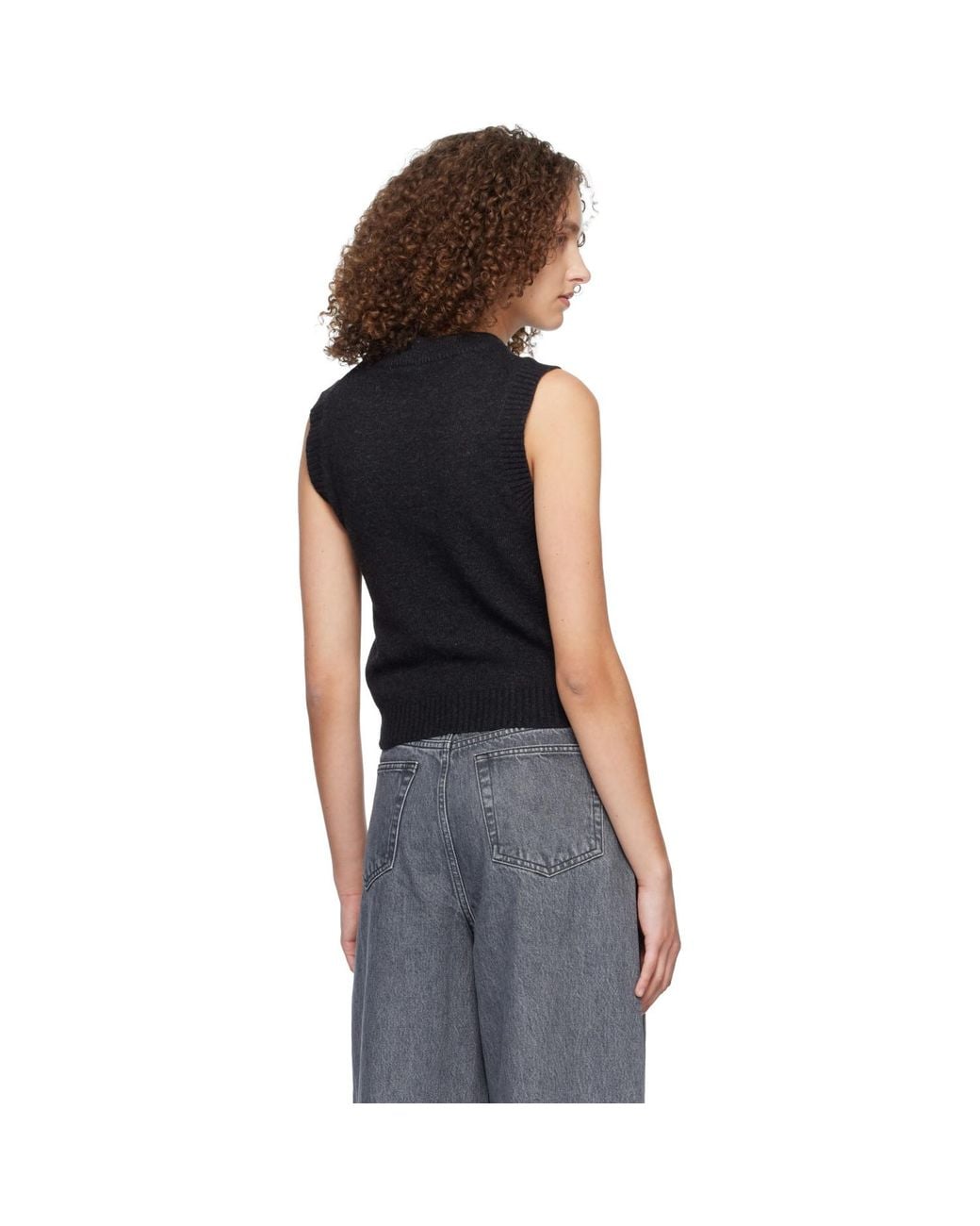 Ganni Black Graphic Wool Vest