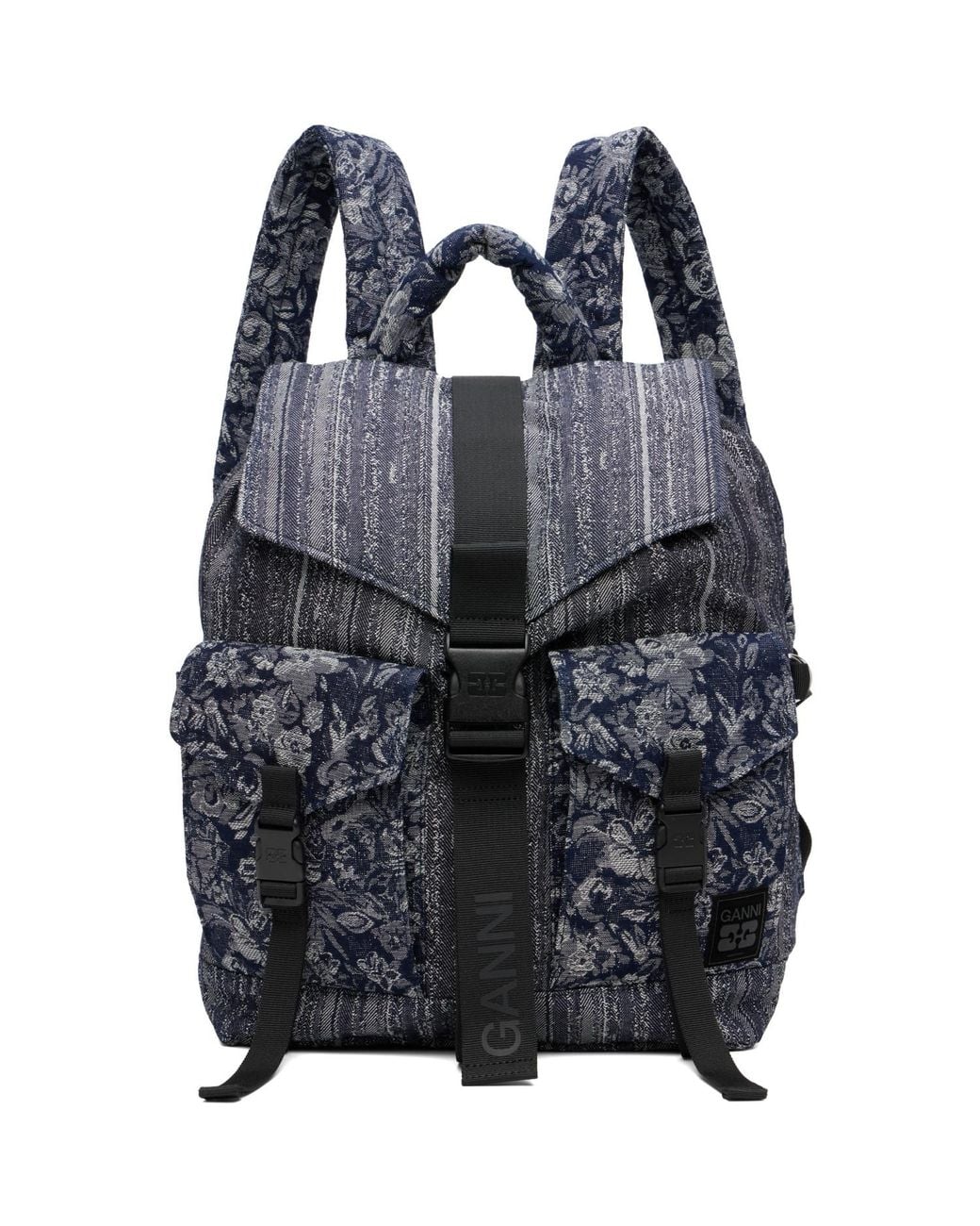 Ganni Black Re-Tech Patchwork Backpack