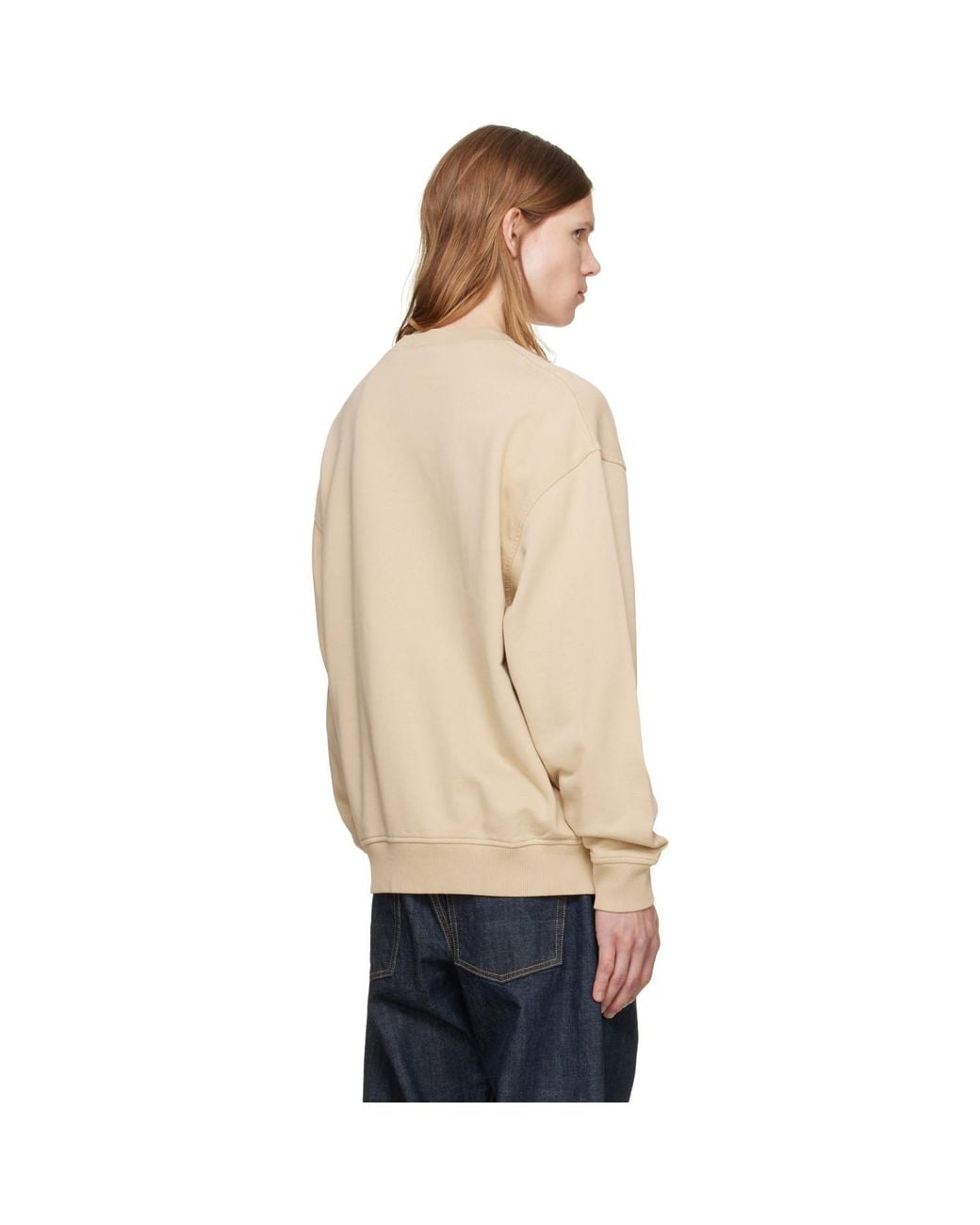 Palm Angels Natural Neck Logo Regular Crew Sweatshirt for men