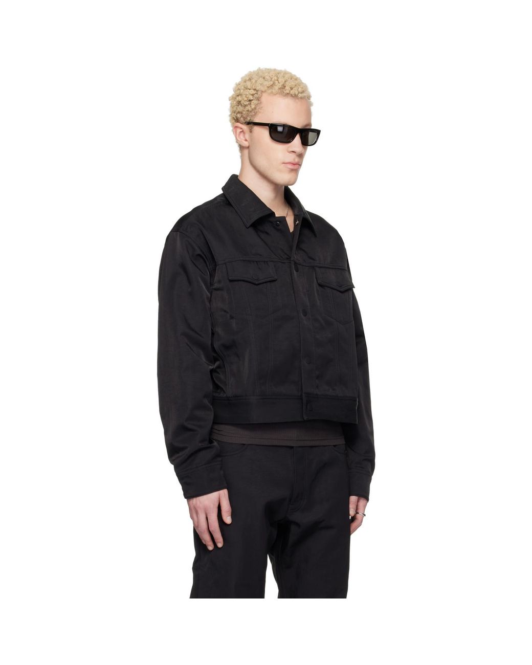 Fear Of God Black Textured Nylon Trucker Jacket for men
