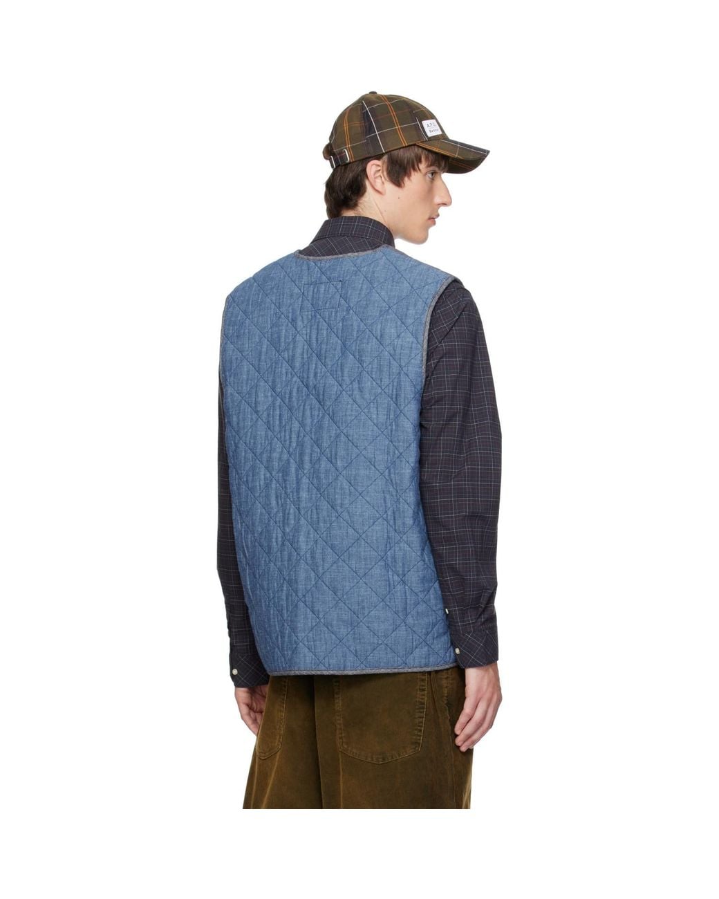 A.P.C. Blue Barbour Edition Zip-In Quilt Liner Vest for men