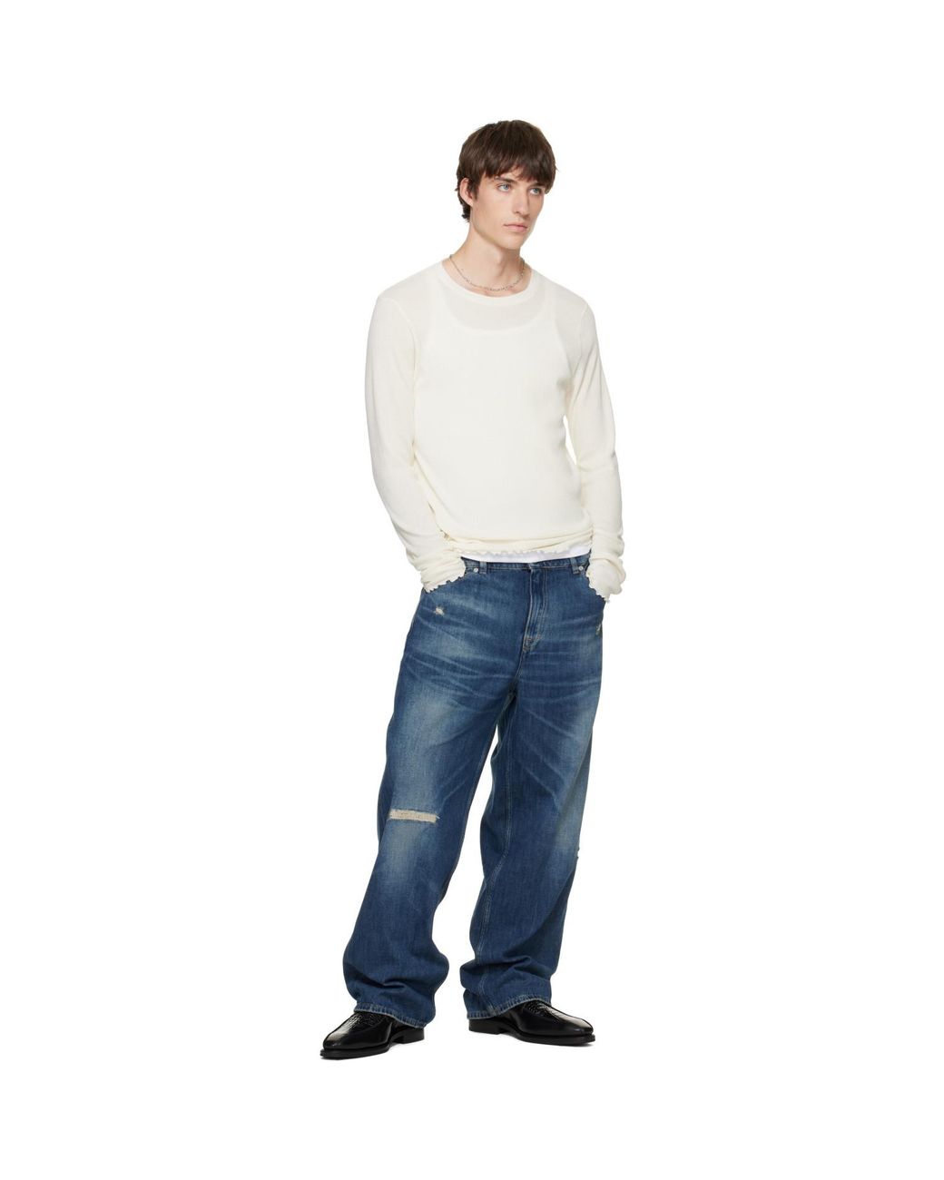 Our Legacy White Off- Elongated Longsleeve T-Shirt for men