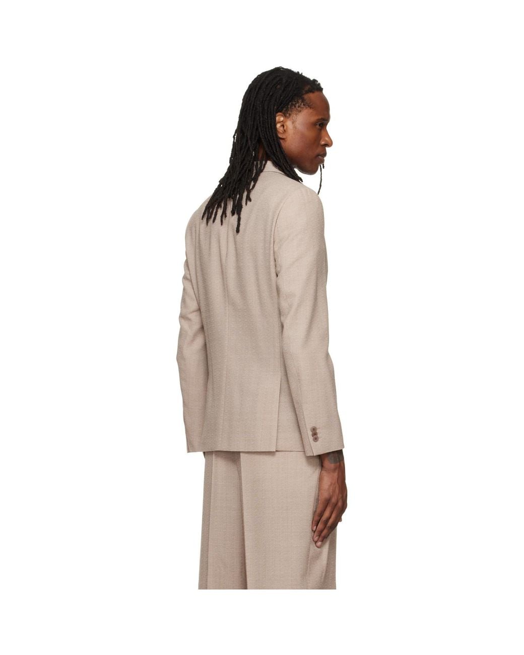 HUGO Brown Peaked Lapel Blazer for men