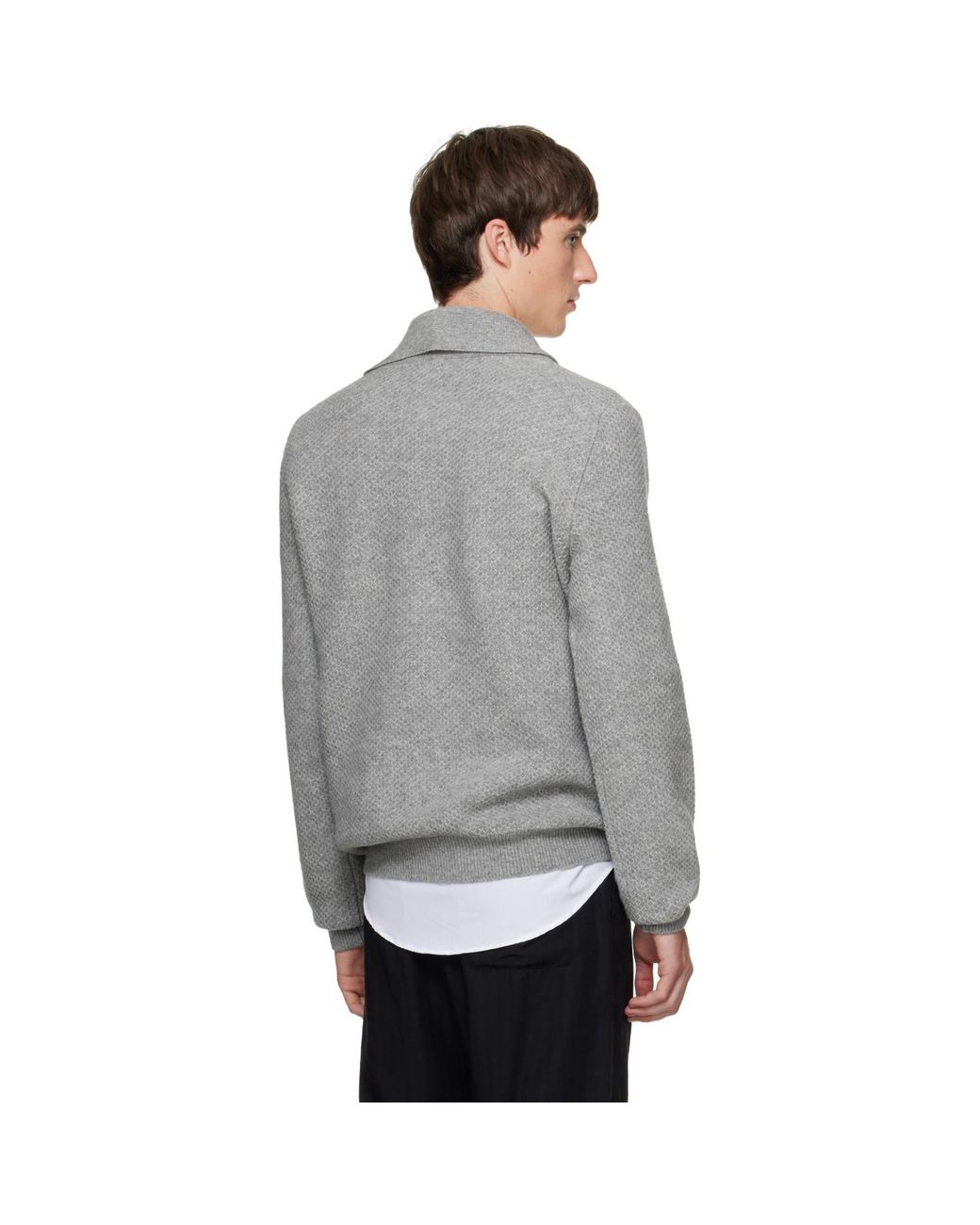 SOSHIOTSUKI Gray Shawl Collar Knit Sweater for men