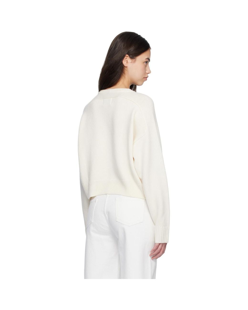 Loulou de Saison White Off- Bruzzi Lds Cropped Sweater