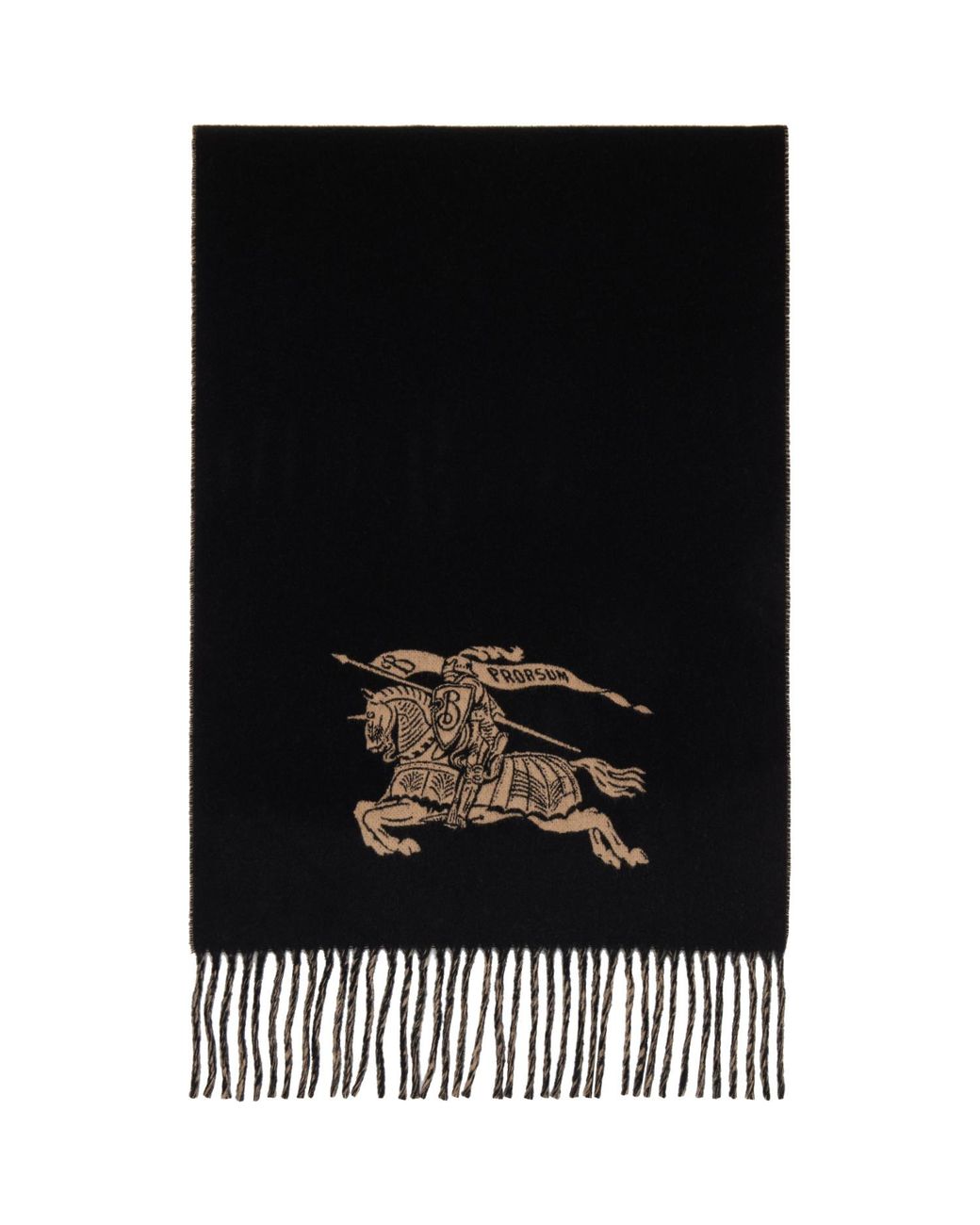 Burberry Black Reversible Knight Cashmere Scarf