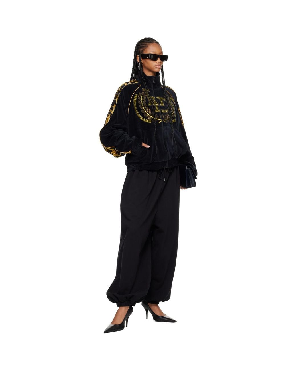 Lu'u Dan Black Supa Sleaze Velvet Track Jacket