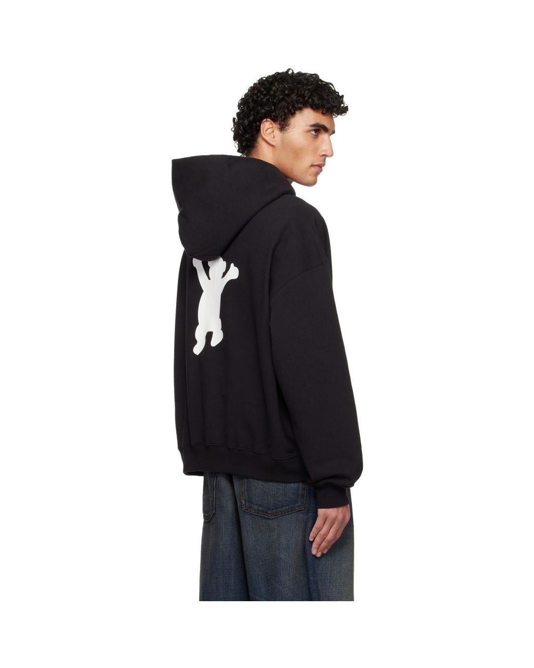 we11done Blue New Teddy Logo Hoodie for men
