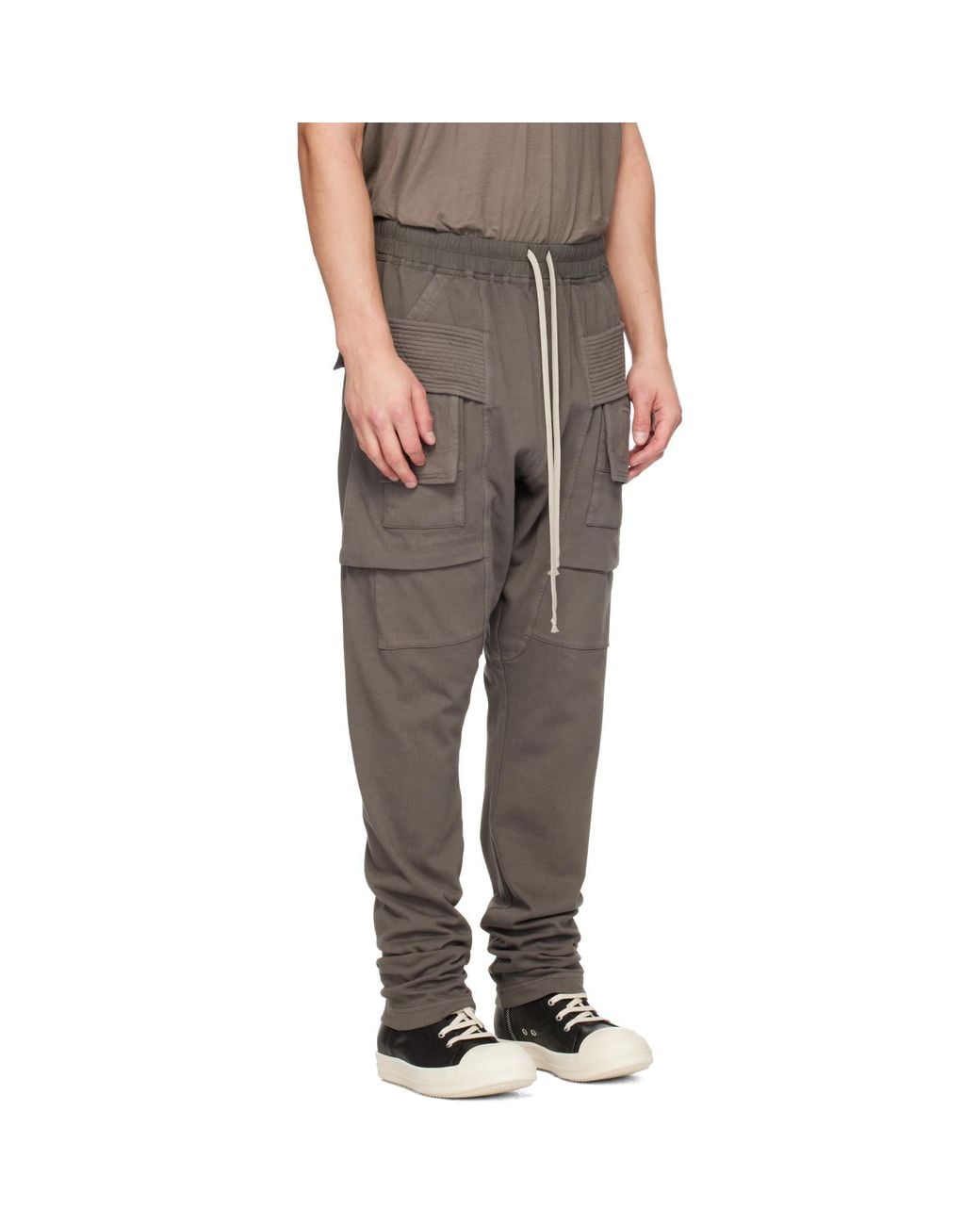 Rick Owens Gray Tower Creatch Drawstring Cargo Pants for men