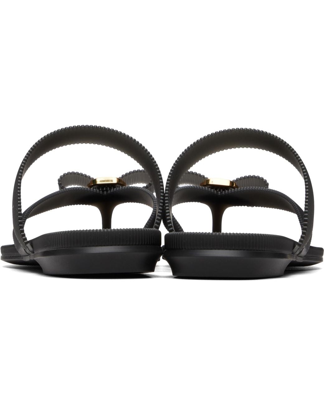 Ferragamo Black Vara Bow Jelly Thong Flat Sandals