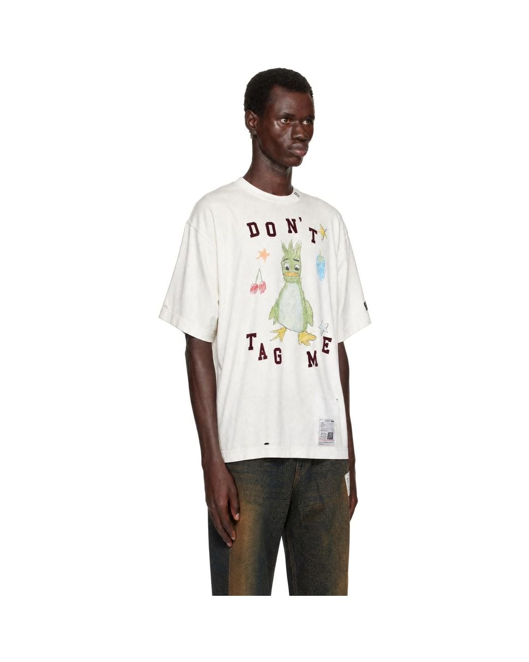Maison Mihara Yasuhiro White Leon Doodle Printed T-Shirt for men
