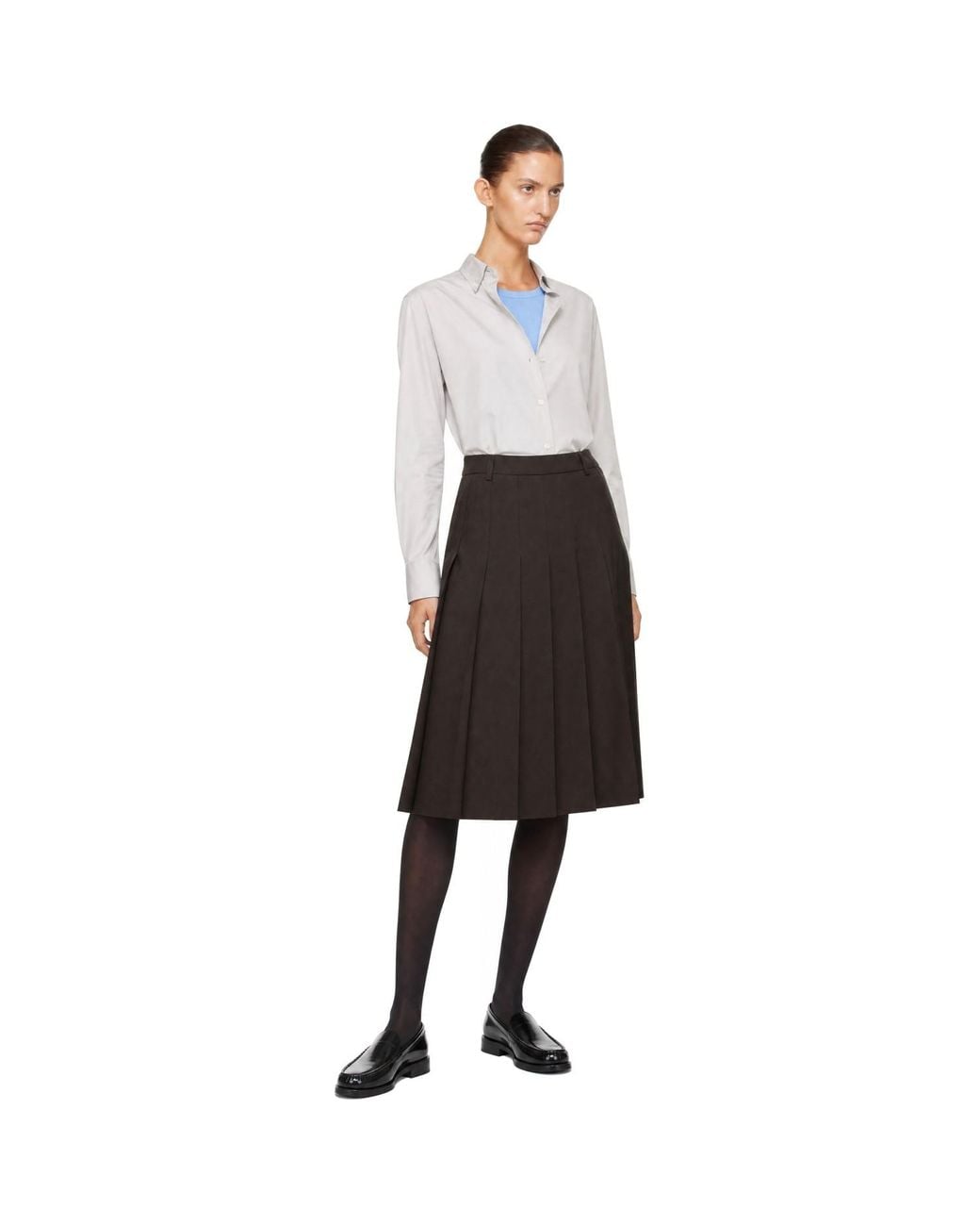 DUNST Black Pleats Midi Skirt