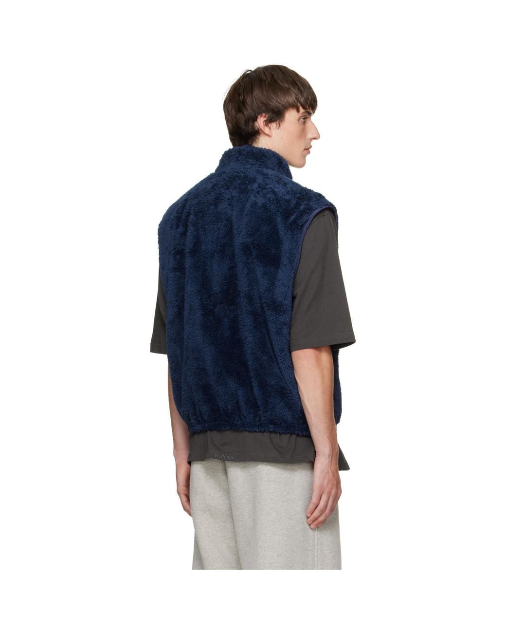 we11done Blue Reversible Fleece Vest for men