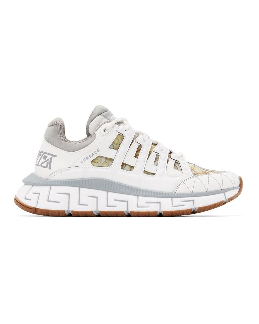 Versace Leather Grey And White Trigreca Sneakers for Men - Lyst