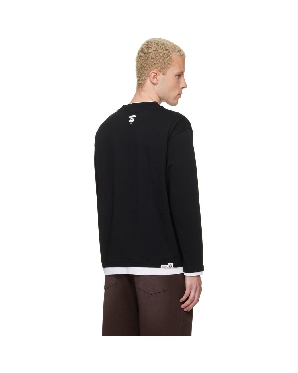 Aape By A Bathing Ape Black 'A' Long Sleeve T-Shirt for men