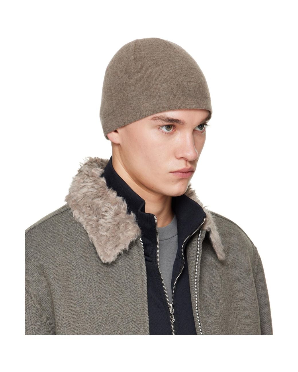 Our Legacy Gray Taupe Wool Beanie for men
