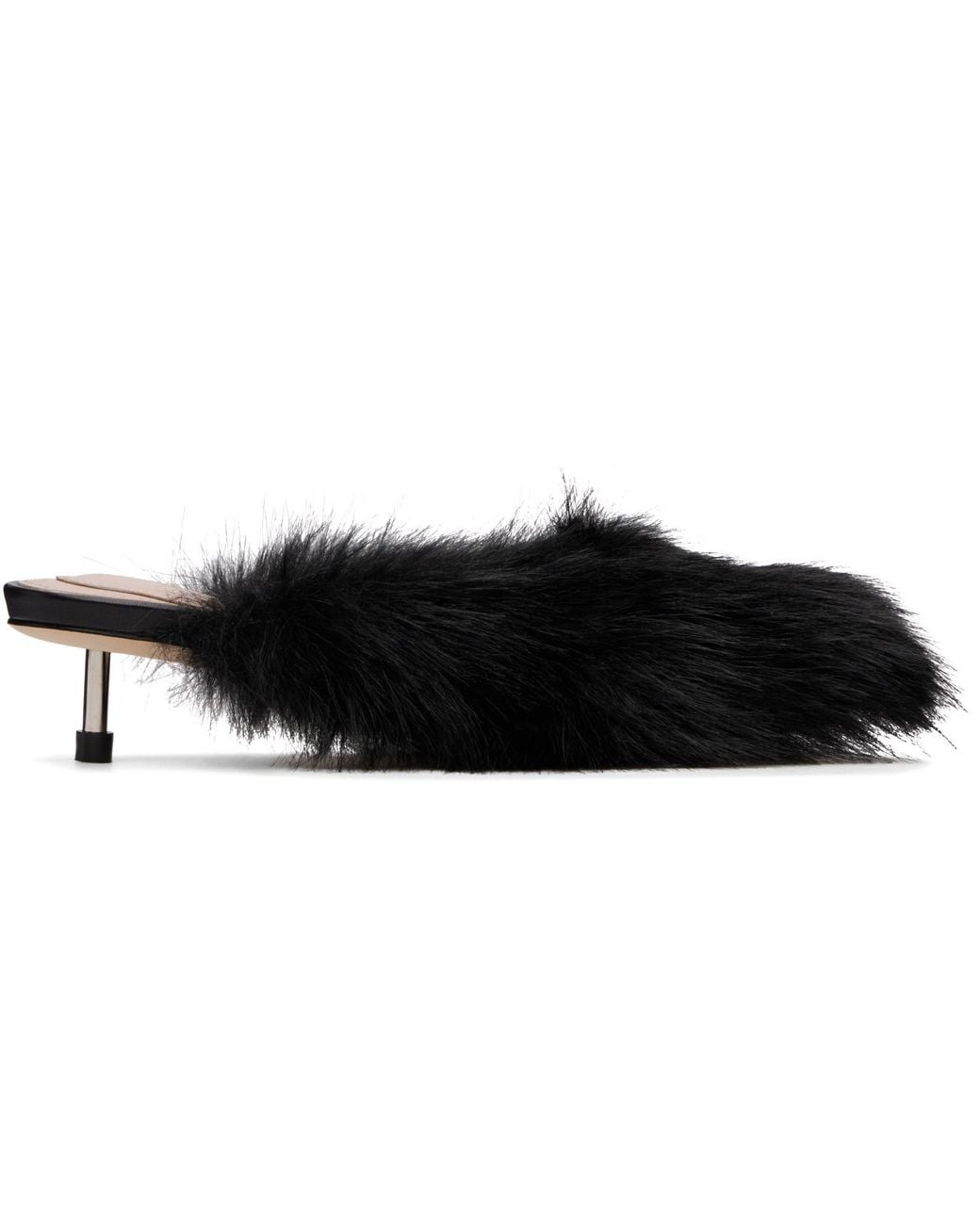 Simone Rocha Black Faux Fur Mule Heels