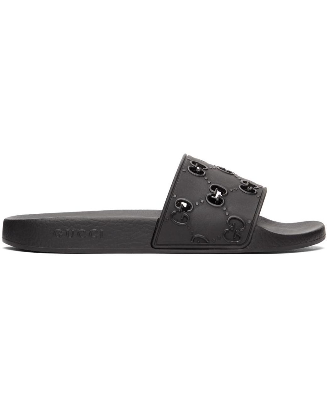 Gucci Rubber GG Slide Sandal in Black Lyst
