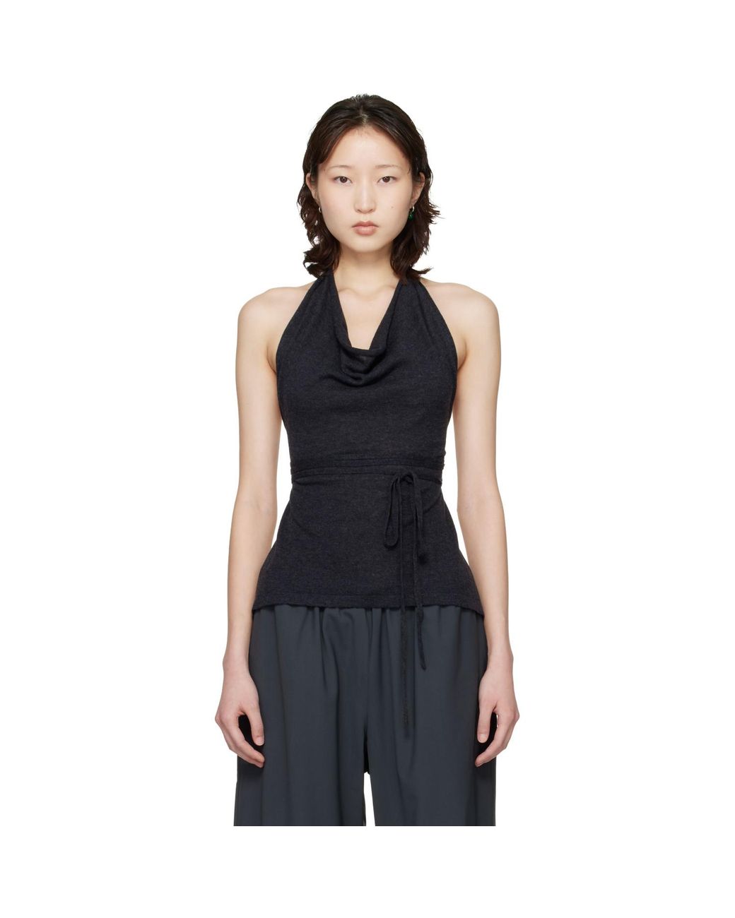 Cordera Black Merino Wool Tie Top