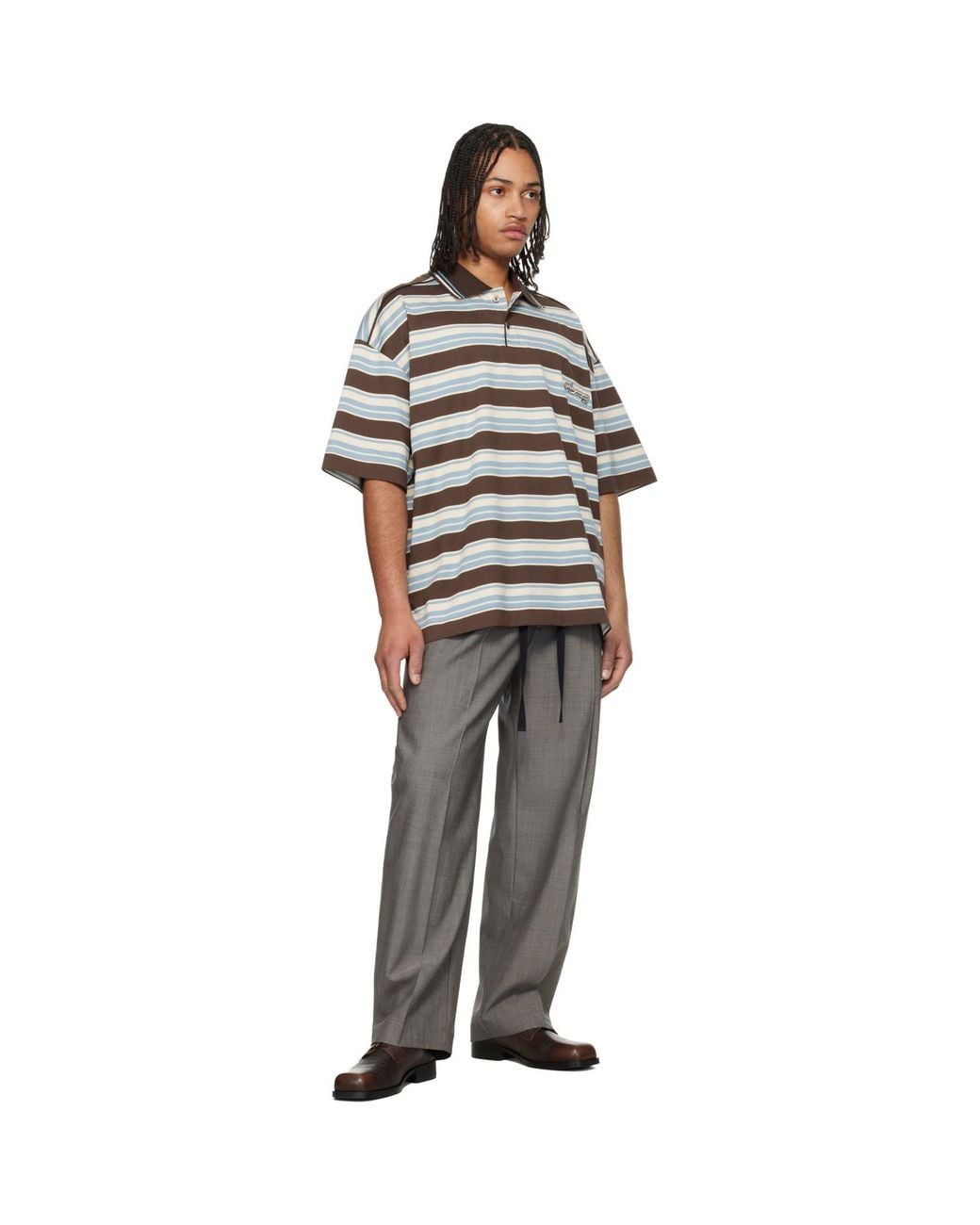 Wooyoungmi Black Striped Polo for men