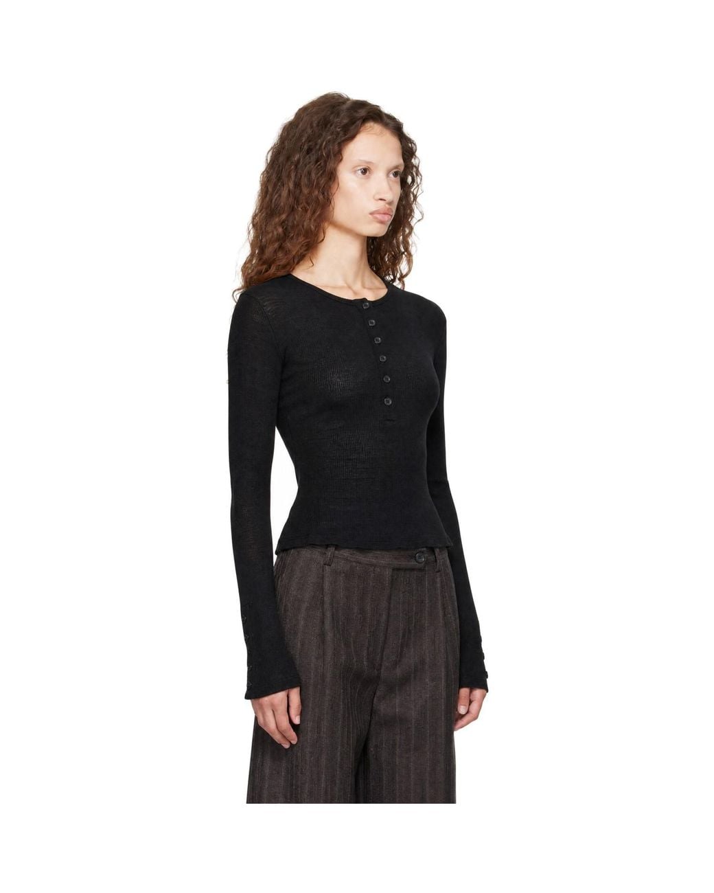 mfpen Black Long Sleeve Henley
