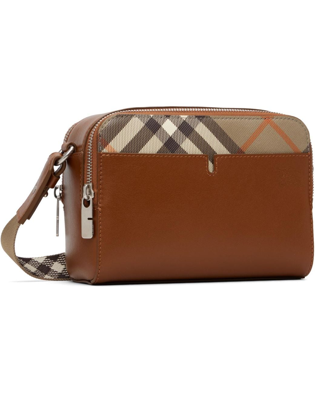 Burberry Brown Tan Pop Check Crossbody Bag for men