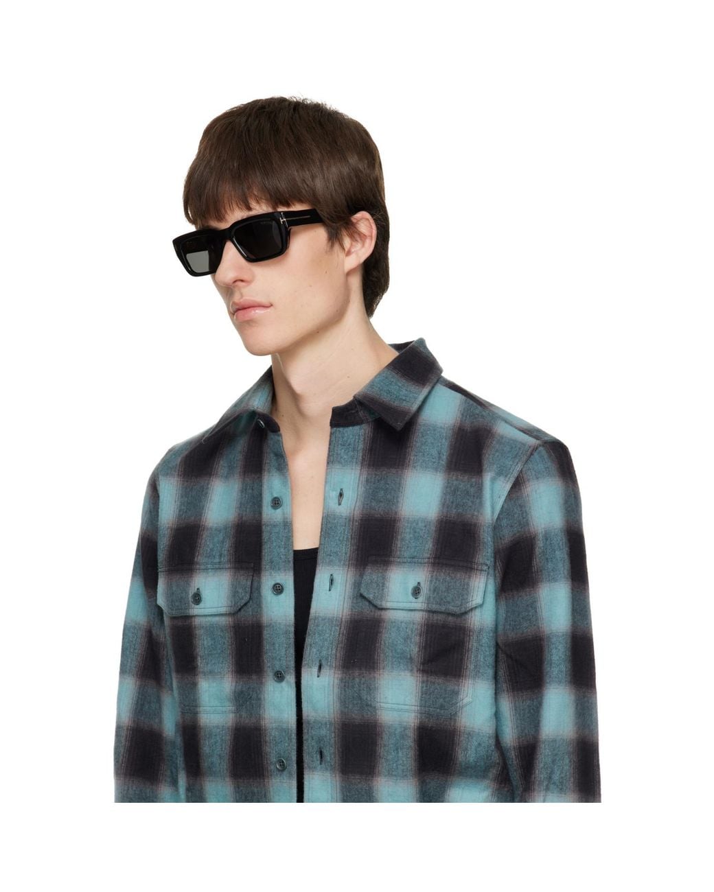 Tom Ford Gray Icon Rectangular Sunglasses for men