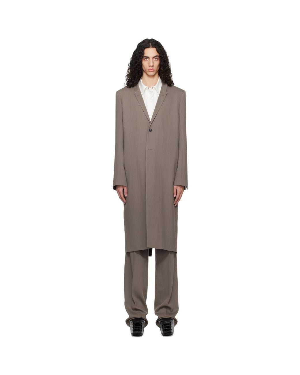 Rick Owens Black Temple Twisted Wool Concordian Coat for men