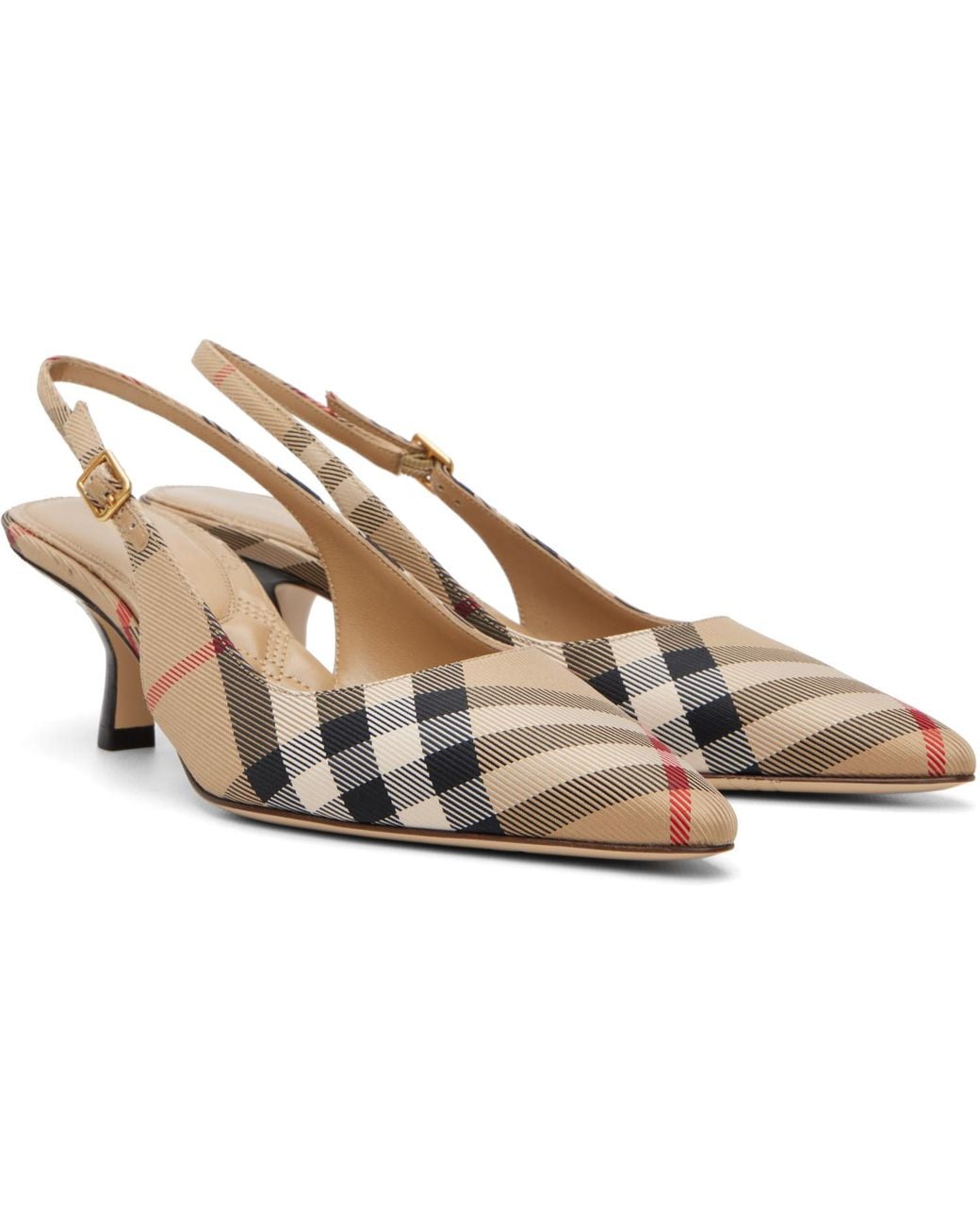 Burberry Metallic Check Dame Slingback 55 Heels