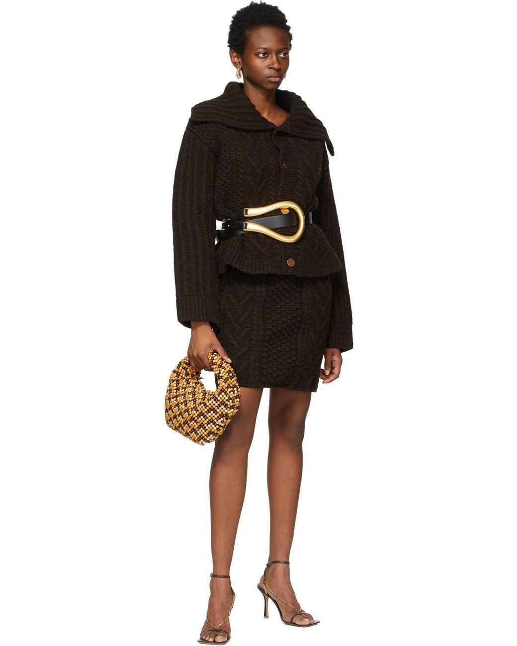Bottega Veneta Black & Gold Large Horseshoe Buckle Belt | Lyst display picture 2