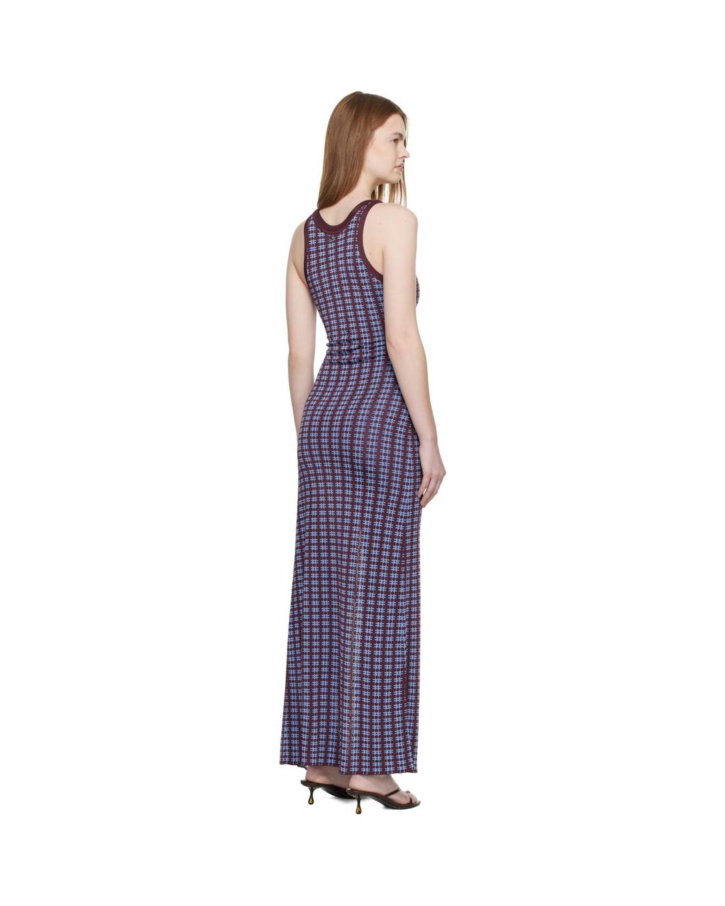Rabanne Black Burgundy Knit Midi Dress