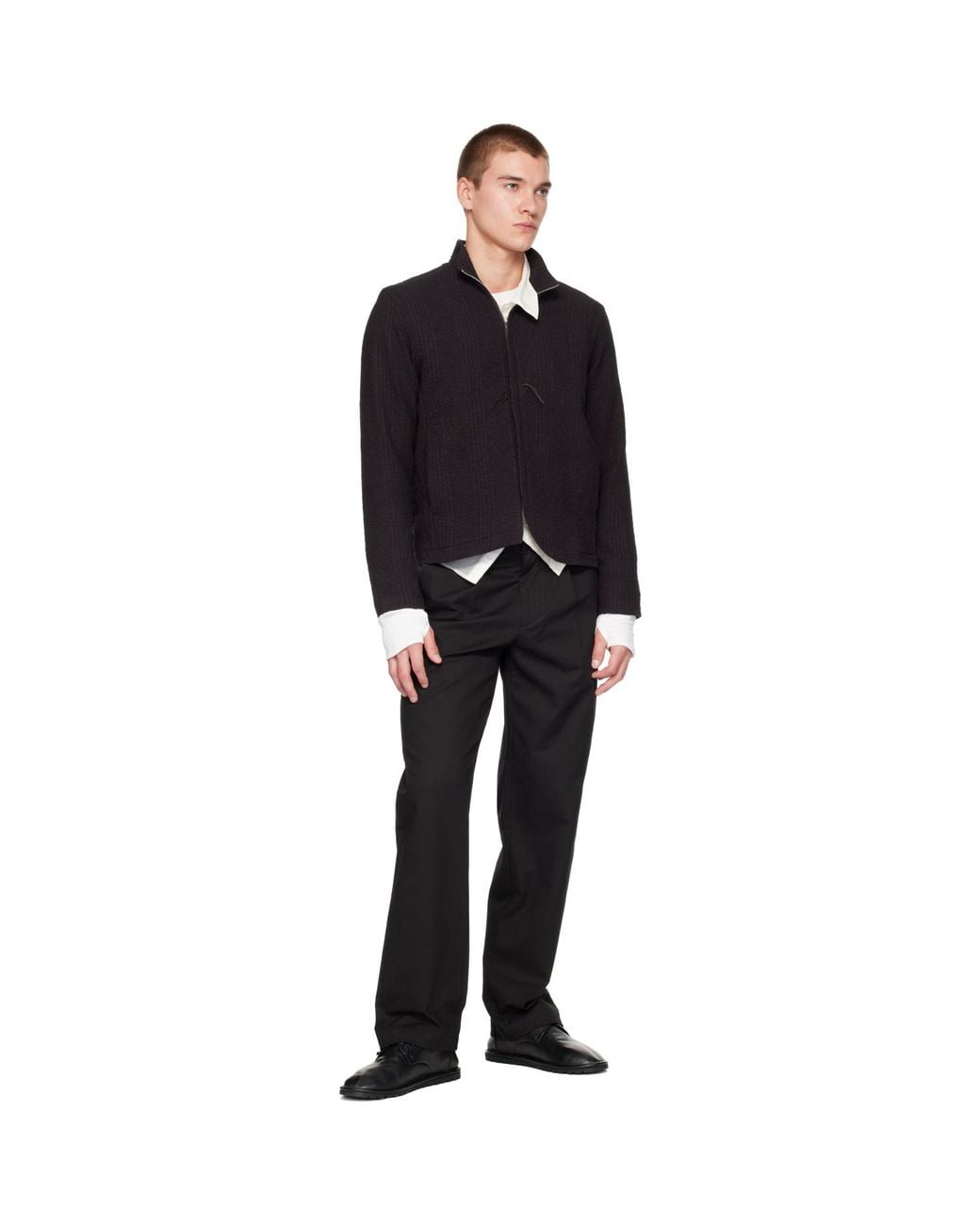 Post Archive Faction PAF Black Seersucker Track Jacket for men