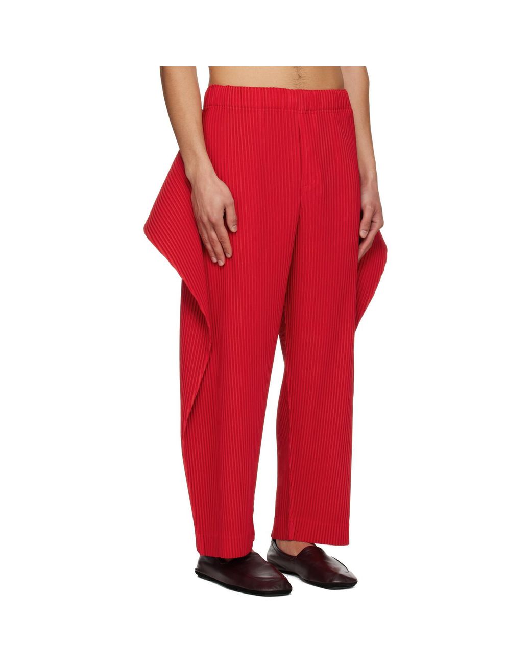 Homme Plissé Issey Miyake Red Cover And Fold Trousers for men