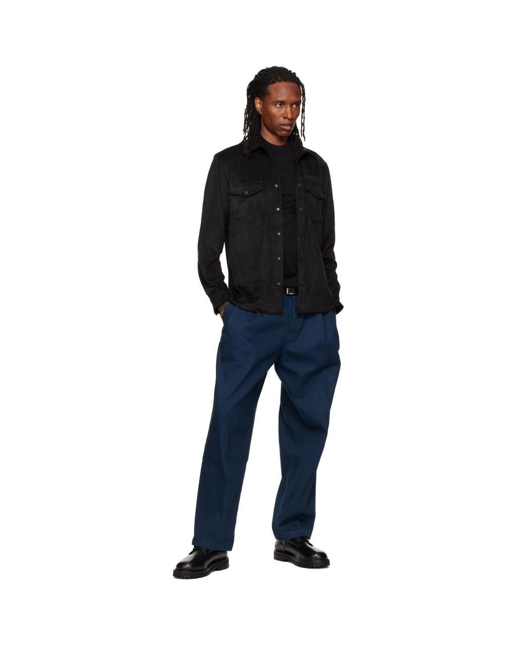HUGO Black Oversized-Fit Embroidered Logo Shirt for men