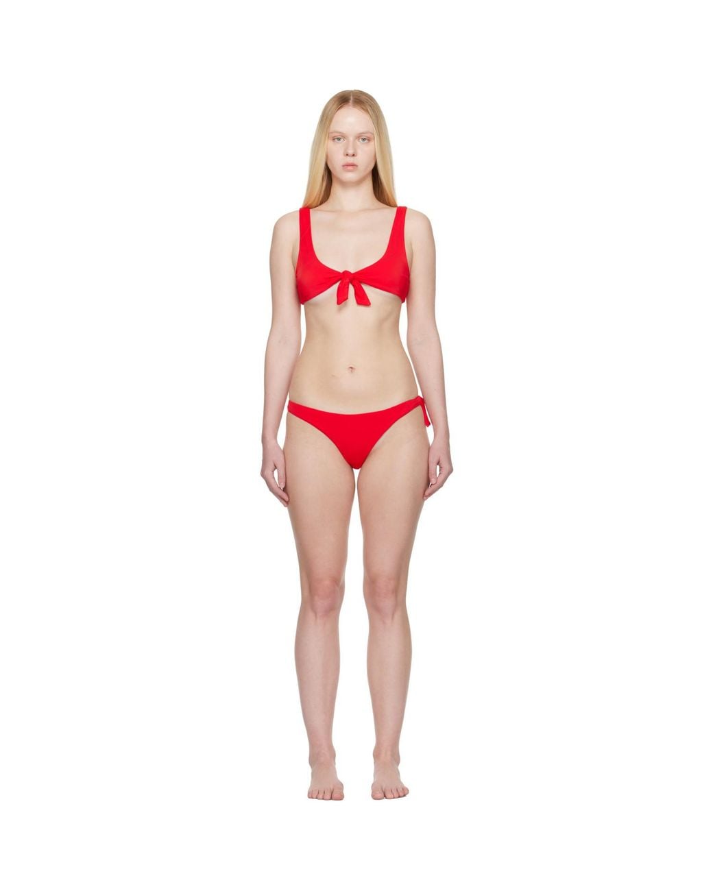 The Attico Red Self-Tie Bikini
