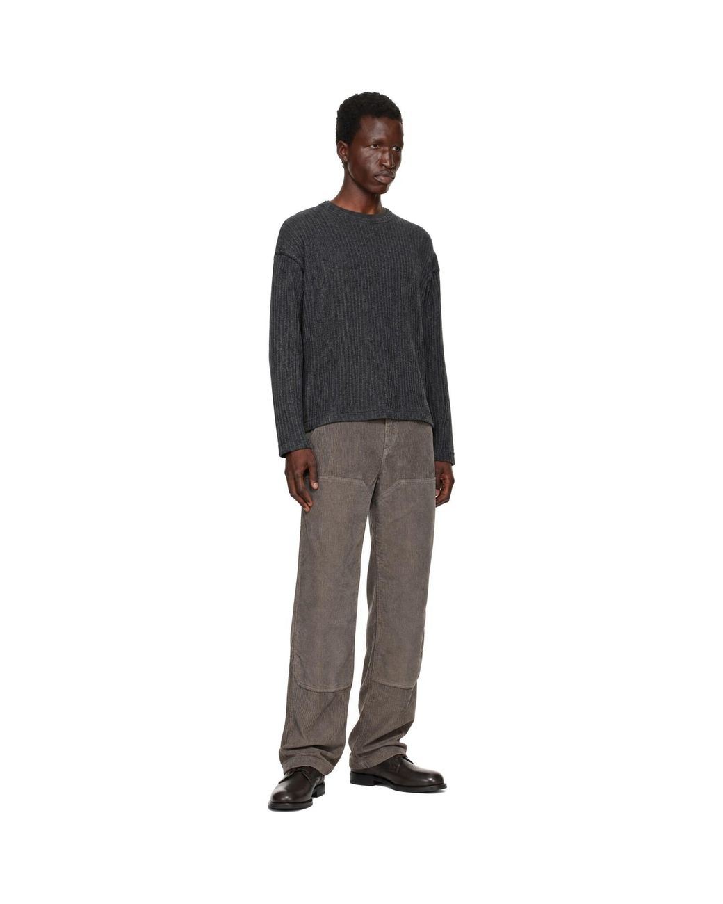 mfpen Gray Double Knee Trousers for men