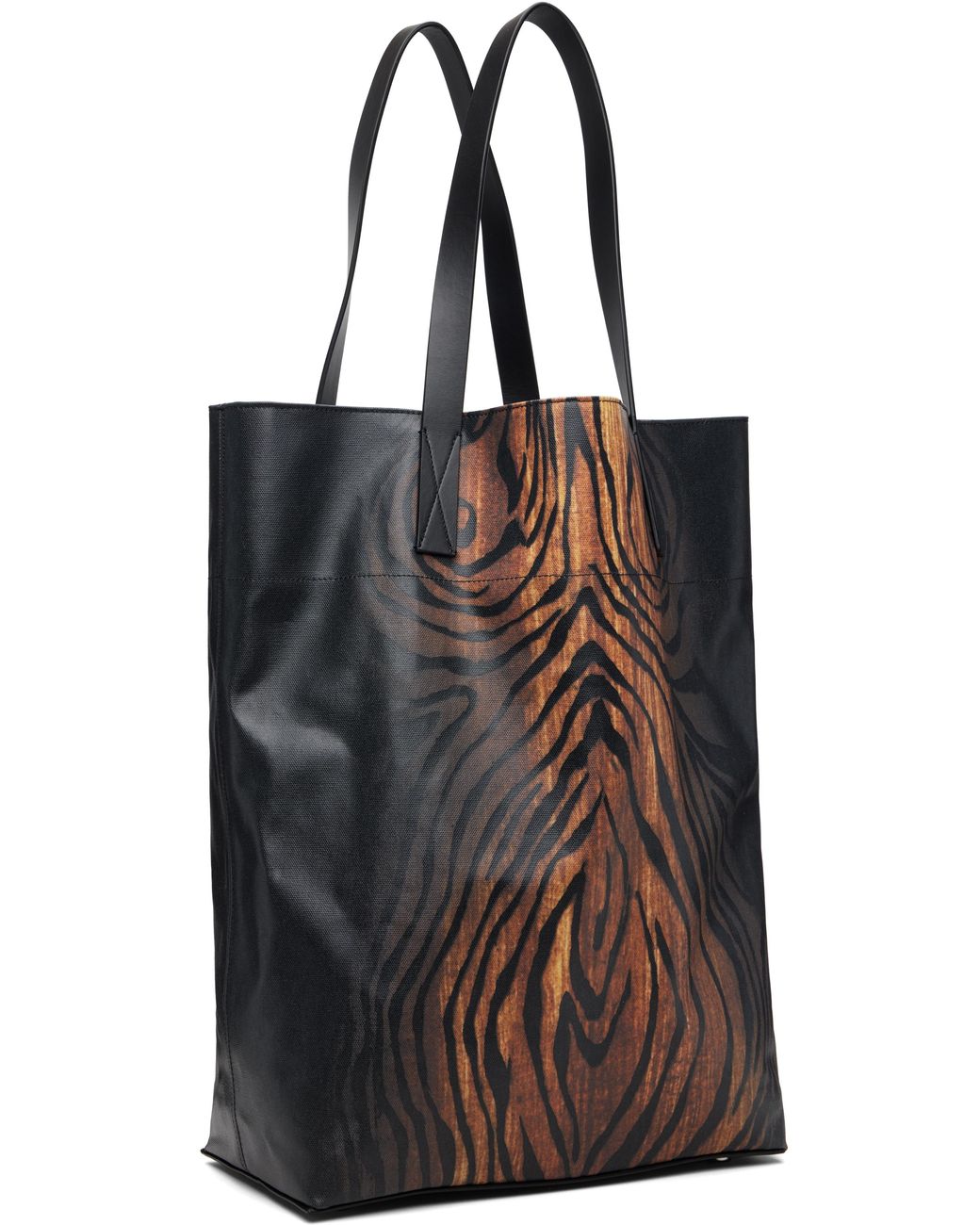 Jean Paul Gaultier Coated Canvas Printed Wood Tote in Black for
