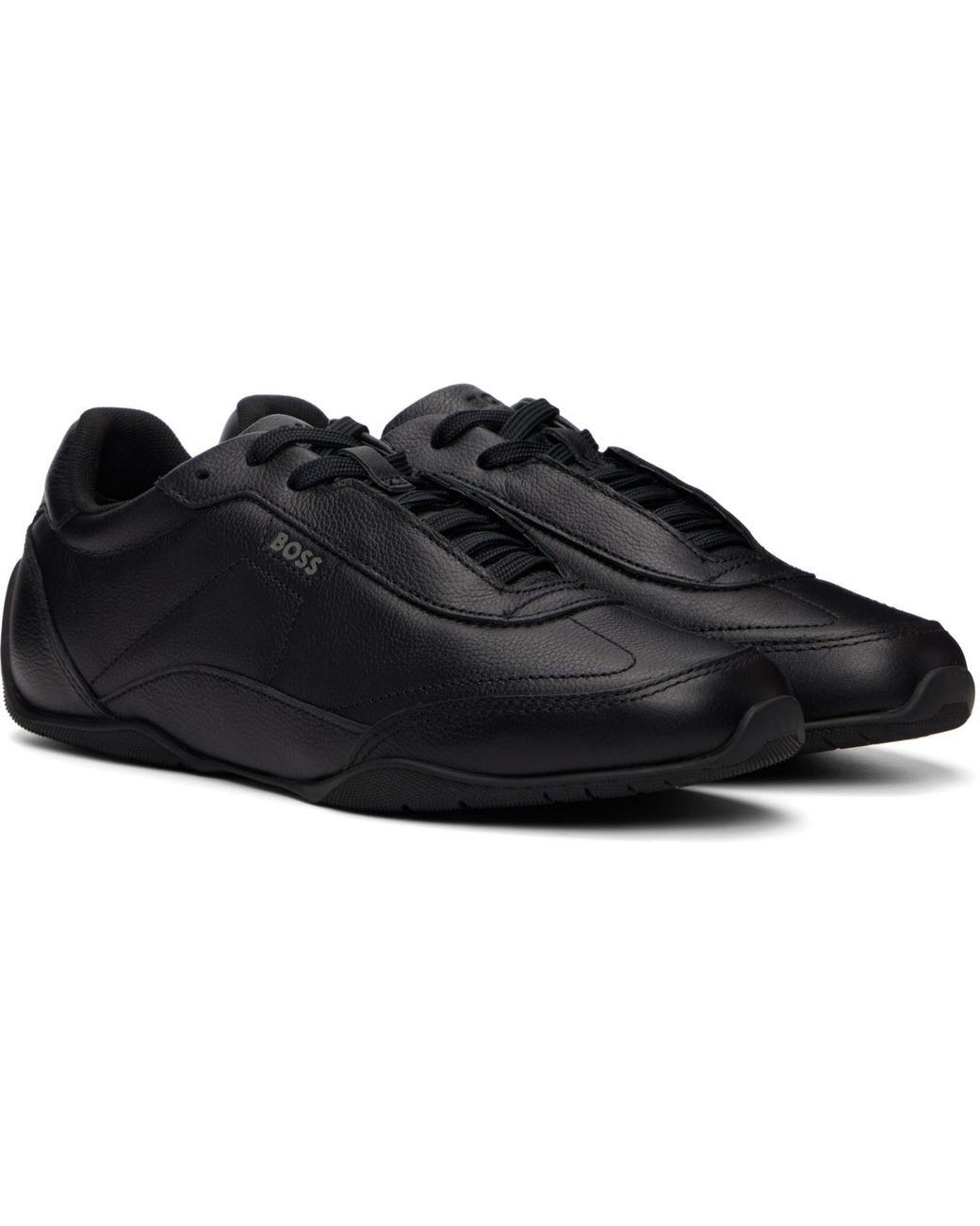 Boss Black Logo Detail Leather Sneakers for men