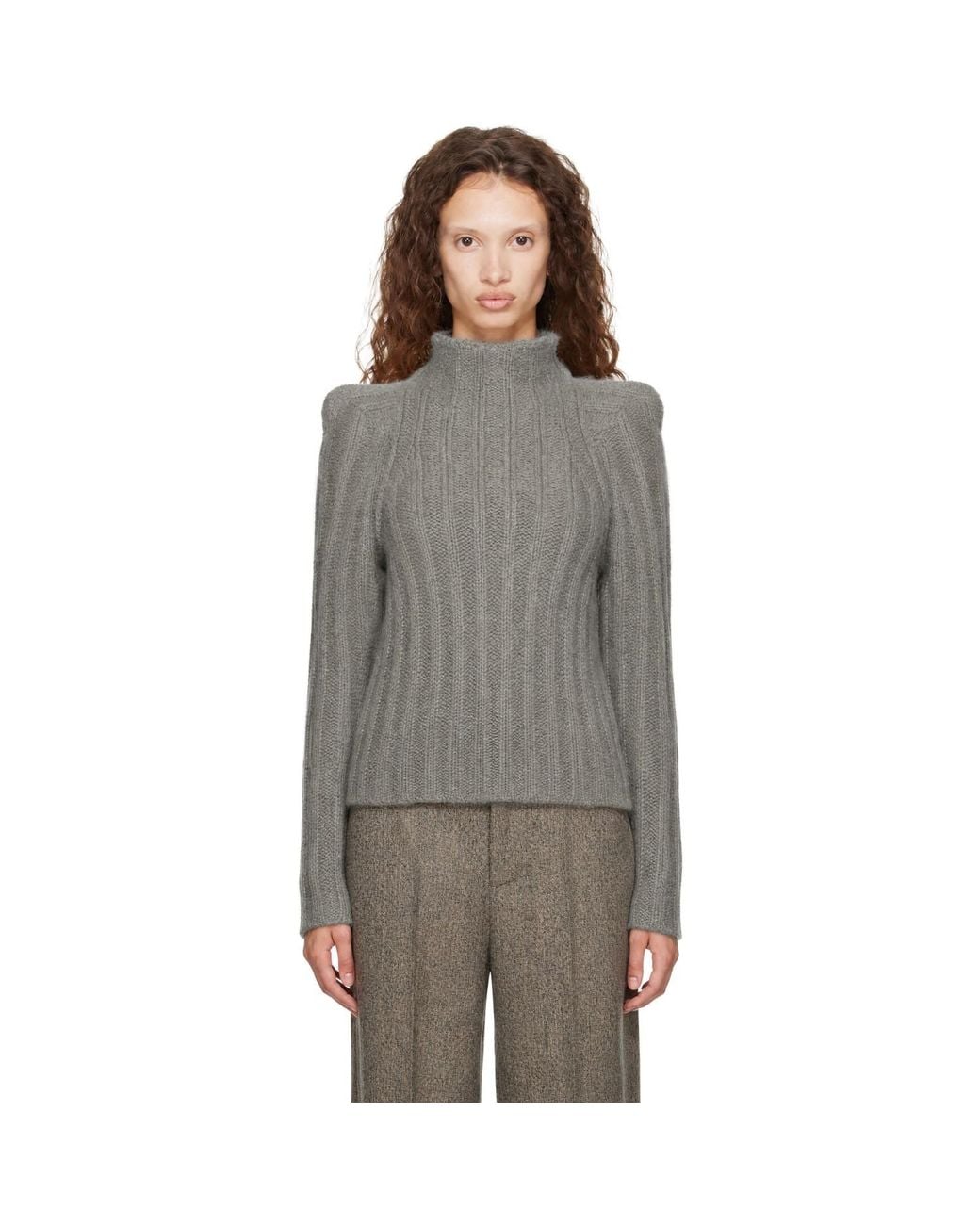 Rick Owens Gray Tower Cropped Con Sweater