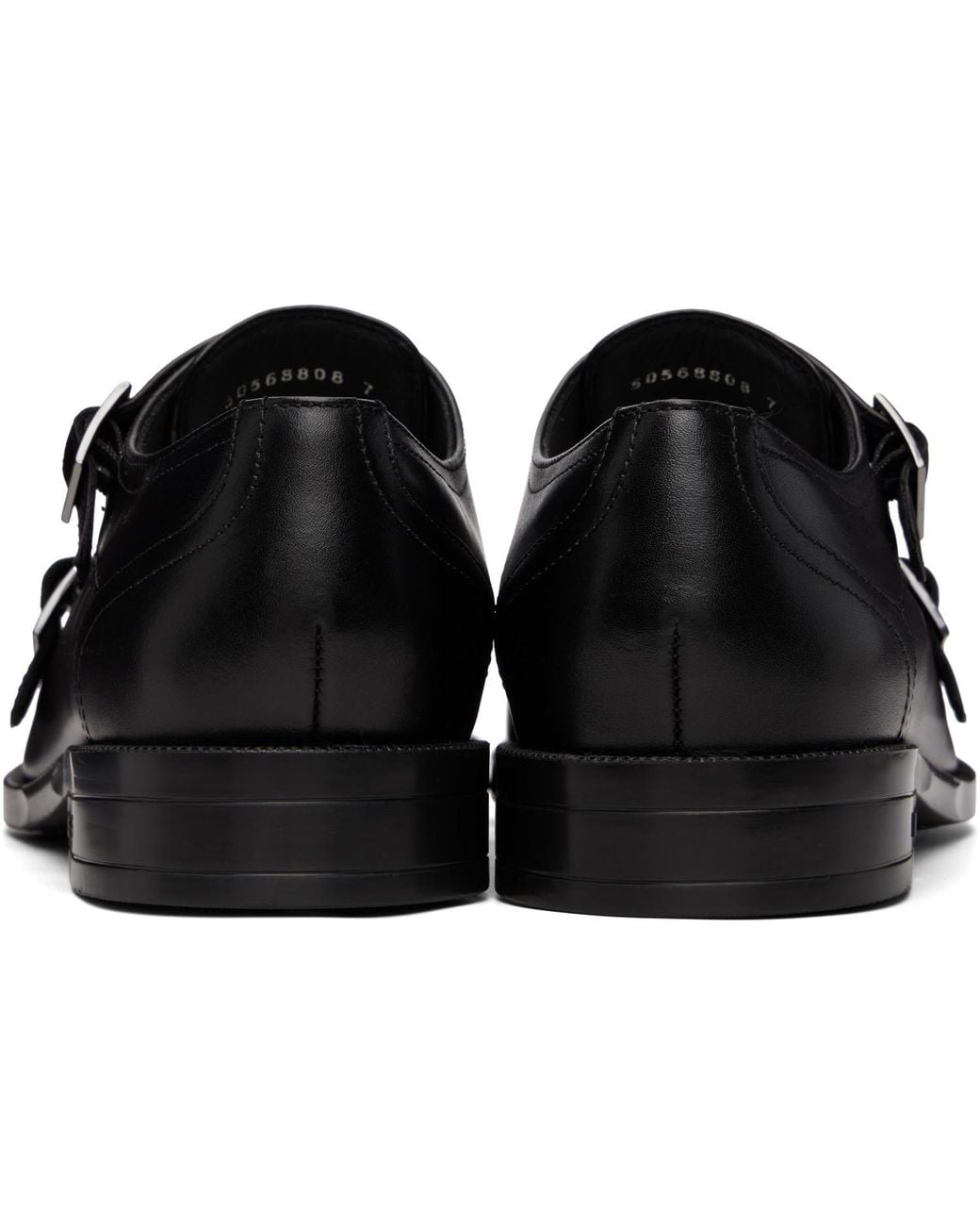 Boss Black Leather Double Strap Monkstraps for men