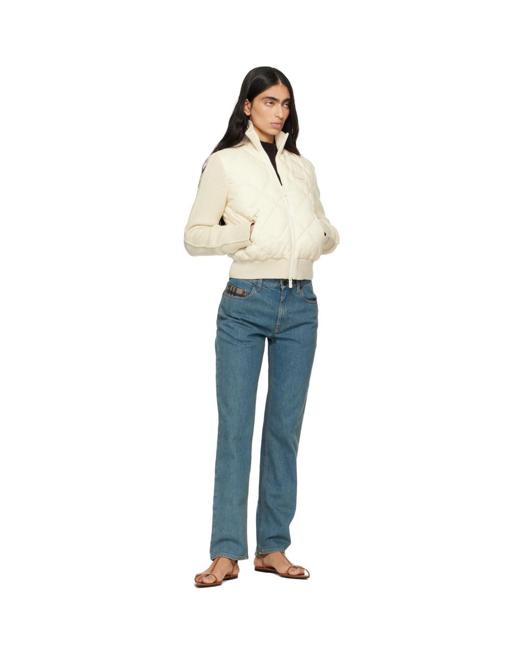 Burberry Blue Off- Check-Stitch Nylon & Wool Jacket