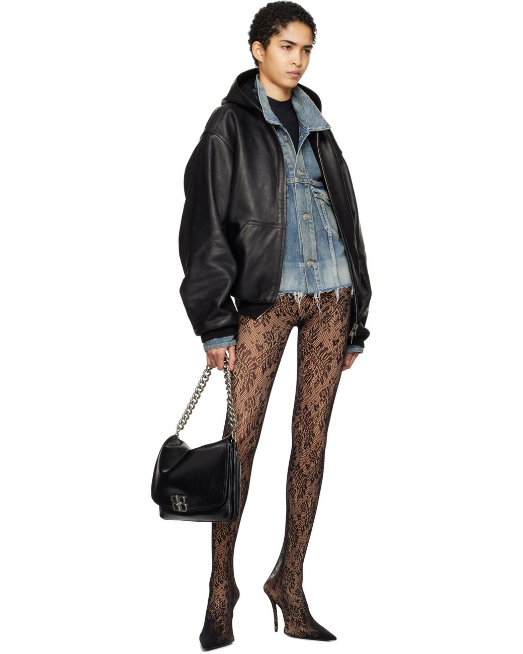 Balenciaga ブラック Lined ジップアップ レザージャケット