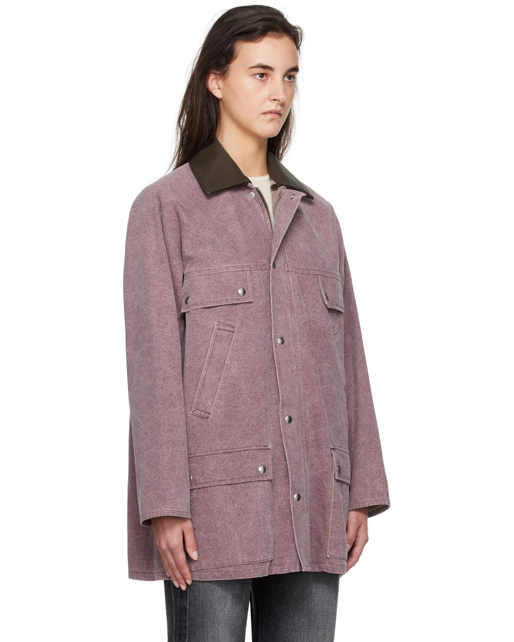 AURALEE Washed Organic Canvas Hunting Jacket in Purple | Lyst