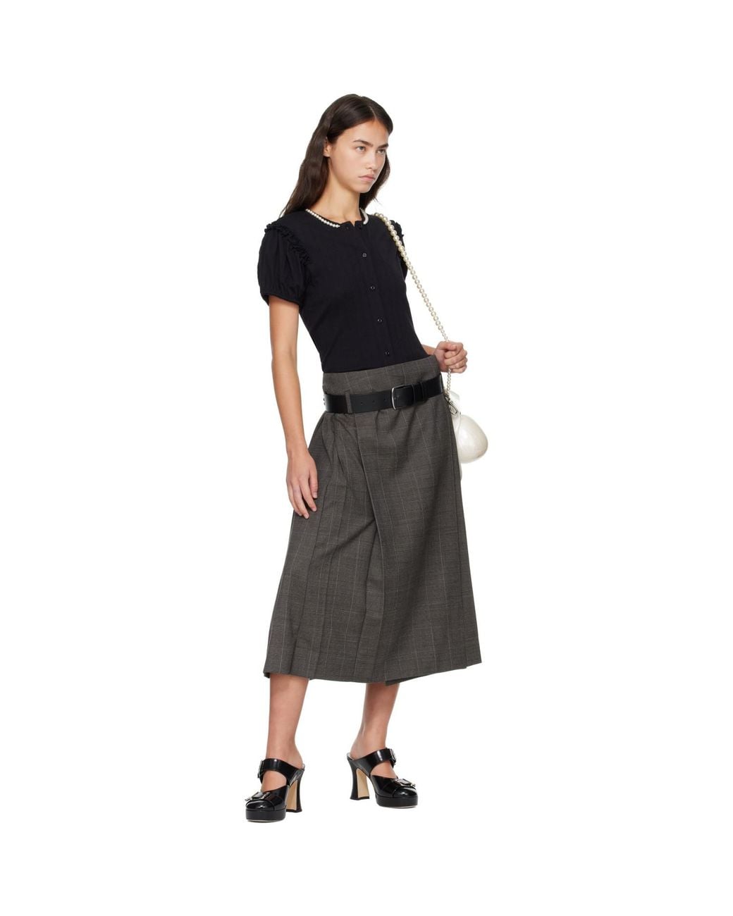 Simone Rocha Black Embellished Leather Belt