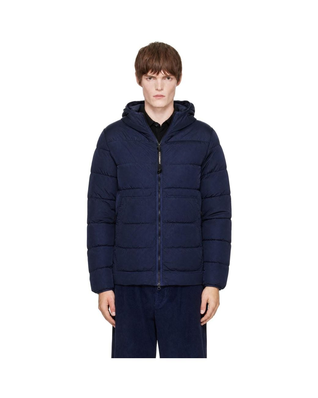 C P Company Blue Chrome-R Goggle Down Jacket for men