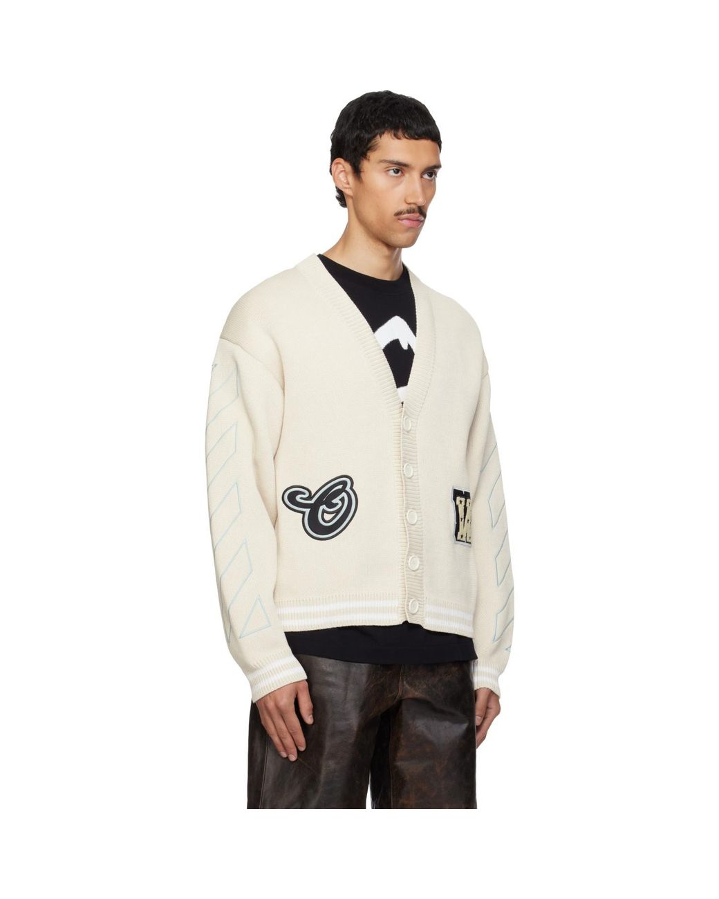 Off-White c/o Virgil Abloh Natural Star Varsity Knit Cardigan for men