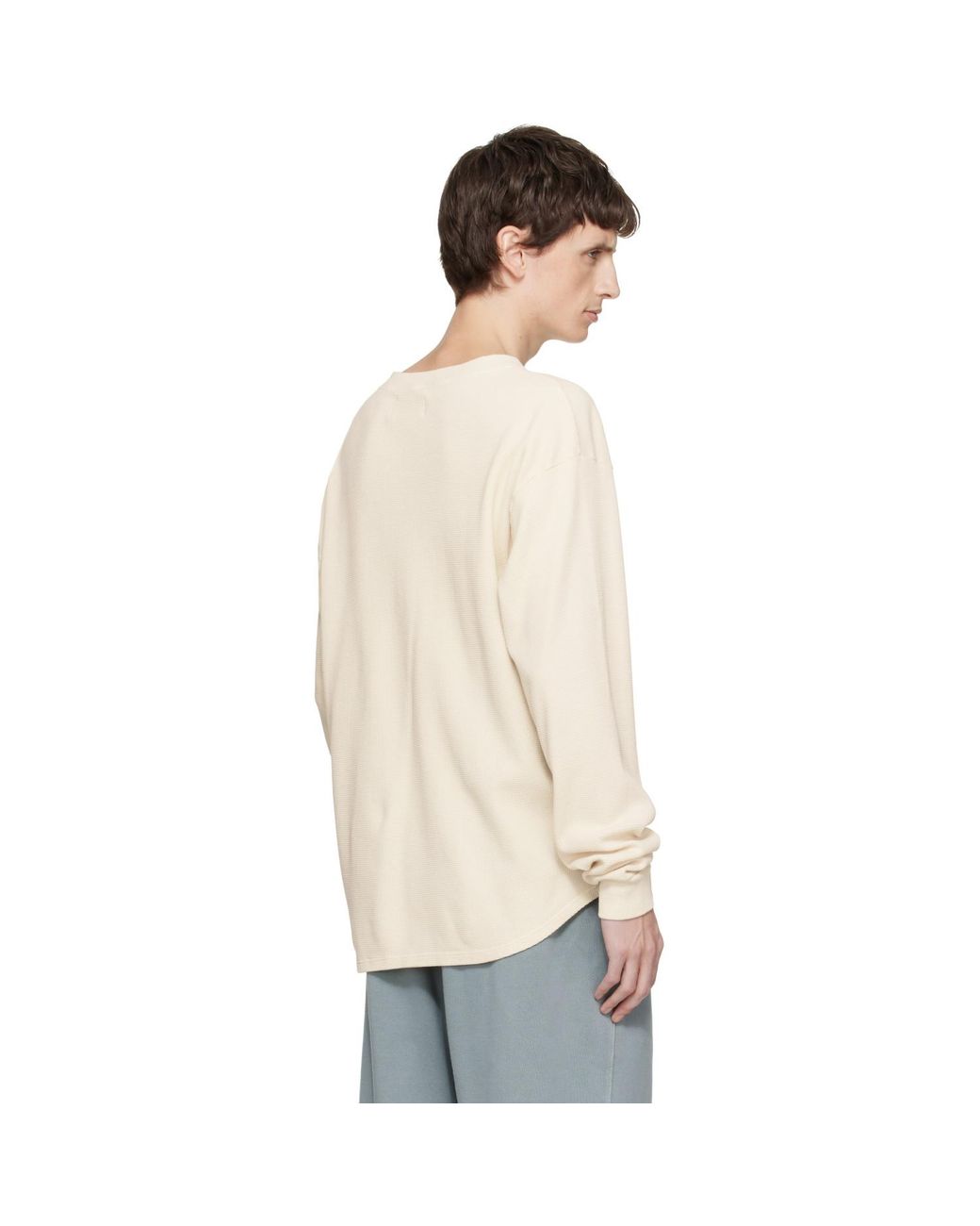 Les Tien White Off- Baseball Hem Henley for men
