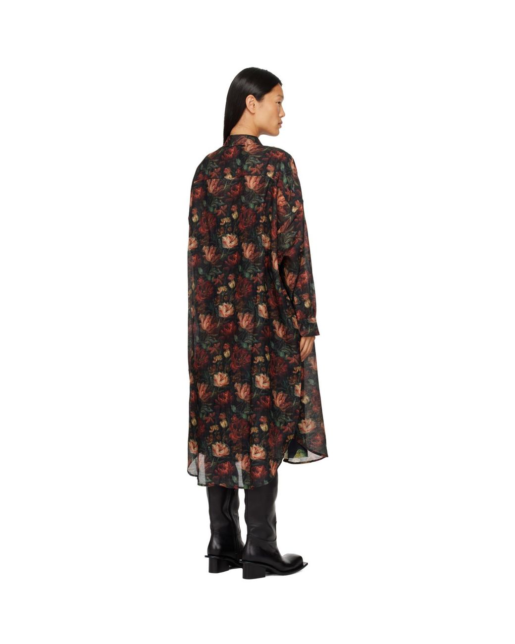 R13 Black Jumbo Shirt Midi Dress